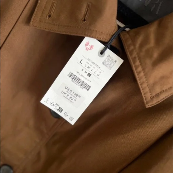 NEW!!! ZARA PLEATED JACKET WITH TABS ZW COLLECTION Size L - Picture 8 of 13